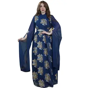 Middle East Women's Dubai Summer Mesh Breathable All Seasons Universal Muslim Handmade Beaded Belt Dress