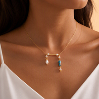 Collier vintage en pierre naturelle baroque, perle d'eau douce, plaqué or 18K PVD, acier inoxydable réglable, bijoux bohèmes pour femmes