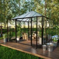 Serre de jardin PRO en polycarbonate et aluminium, style gazebo, avec toit en pente, véranda de jardin accessible, jardin d'hiver