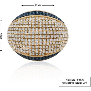 White And Blue Diamond <b>Dome</b> Cocktail <b>Ring</b> Round Cut Pave Setting Women's Statement <b>Ring</b> Party Jewelry - Product Image 2