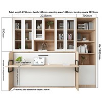 Lit Murphy réglable en métal avec panneau en chêne, design rabattable pour chambre d'amis ou bureau