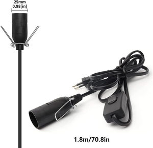 E14 Muối Đèn Cáp Với Chuyển Đổi 180Cm Dây Màu Đen Chủ Ổ Cắm Dây Thay Thế Dây Điện Cho Himalaya Pha Lê Đá Đèn - Product Image 3