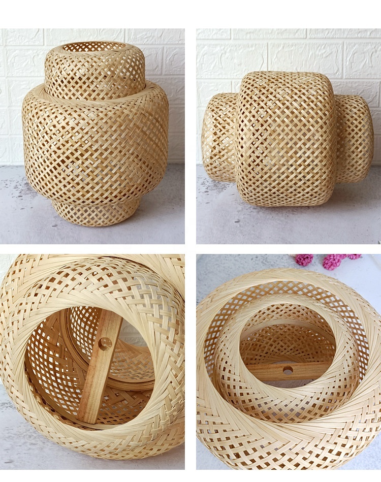 Nordic Design Wicker Bamboo Lampshade Handmade Lamp Cover for Chandelier Ceiling Pendant Light Bamboo Weaving Lamp Shade HFD0140