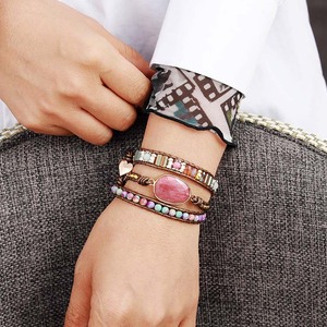 Natural <b>Red</b> Stone Pattern Hand Woven Beaded Women <b>Bracelet</b> Bohemian Multi Layer Gift Jewelry - Product Image 3