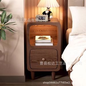 En stock: Mesita de noche mini de madera, mesita de noche ultraestrecha de estilo nórdico, mini mesa auxiliar para dormitorios pequeños. - Product Image 2