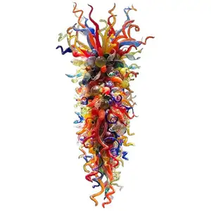 LED Chandeliers & Pendant Lights Chihuly Style Chandelier 2022 Crystal Hand Blown Colored Glass OEM ODM Service CE Chain 360