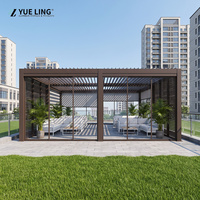 Pergola motorisée à toit à lames orientables en aluminium, sur mesure pour les constructeurs et les entrepreneurs, pare-soleil coupe-vent pour cour