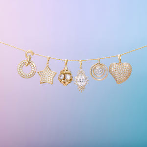 XUPING perhiasan grosir Aksesori jumlah besar berlapis emas wanita es keluar bunga hati bintang lucu kreatif mode liontin pesona - Product Image 1