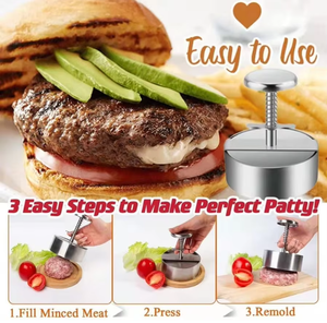 Mini presse à hamburgers manuelle, moule à viande en acier inoxydable de qualité alimentaire, presse à smash burger pour viande, barbecue, cuisine maison - Product Image 2