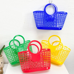 Sac à main en plastique tressé fait main pour femme, couleur bonbon, <span class=keywords><strong>grande</strong></span> capacité, sacs paniers tissés pour enfants, idéal pour <span class=keywords><strong>la</strong></span> <span class=keywords><strong>plage</strong></span> d'été, <span class=keywords><strong>grand</strong></span> sac de courses pour enfants - Product Image 2