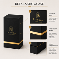 Boîte cadeau de luxe en carton rigide gris mat noir pour parfums et soins de la peau, avec estampage à chaud doré et revêtement UV, cosmétique haut de gamme