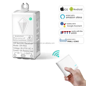 Interruptor de luz inteligente Tuya WiFi 80 ~ 275V compatível com Alexa e Google funciona com Comutador inteligente de corrente máxima de 10A