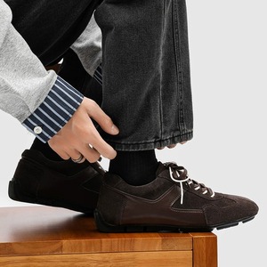 Baskets Derby noires pour hommes, design classique à bout en T, chaussures décontractées minimalistes, confortables, légères, baskets urbaines tendance - Product Image 6