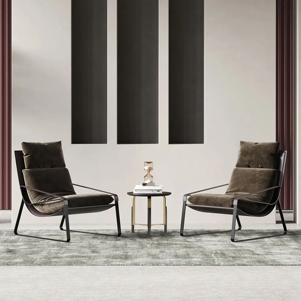 Cadeira minimalista de luxo, cadeira moderna de design personalizado de tecido, veludo, couro, acessório de poltrona, lazer, casa, móveis, sala de estar