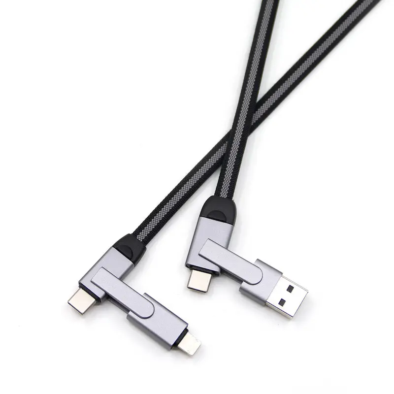 Nylon Braided 6 in 1 3A Fast Charging Cable 4 in 1 Data Cable Micro USB type C ios 3 in 1 for mobile phone