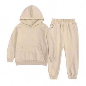 Ensembles de vêtements pour filles, survêtements personnalisés avec logo pour enfants, ensembles de survêtements en coton à capuche unis pour garçons et filles, survêtements de jogging pour adolescents - Product Image 5