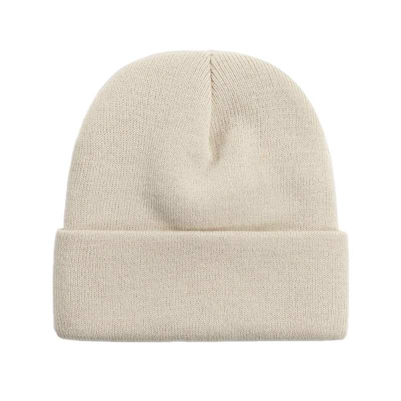 Cappelli a cuffia in maglia tinta unita con Logo economico personalizzato all'ingrosso lavorato a maglia invernale da donna con Logo personalizzato