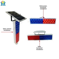 Feu de signalisation routière solaire à LED en aluminium, clignotant rouge et bleu, bicolore, pour barrière routière, 50 000 heures d'utilisation continue pour les écoles