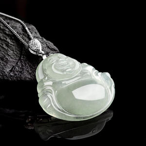 Pendentif Bouddha en jade naturel du Myanmar, incrusté d'argent S925, accessoires de mode, avec certificat d'évaluation D104 - Product Image 4
