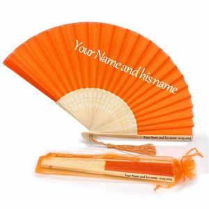 Abanicos de Mano Personalizados con Logotipo Impreso para Bodas, Festivales, de Bambú, Papel, Seda, Blancos, Decoración Tallada de Arte Folclórico Japonés para Novias - Product Image 1