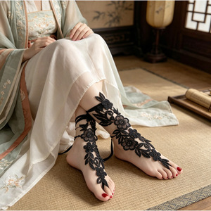 Fashion Anklets <b>Red</b> Lace Flower Design For Women Party Foot <b>Ornaments</b> - Product Image 4