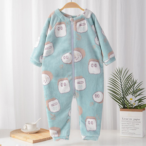 Barboteuse d'automne et d'hiver à la mode, épaisse et chaude avec fermeture éclair pour enfants, bébés, enfants, garçons et filles, vente en gros - Product Image 6
