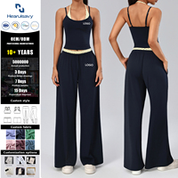 Ensemble de yoga 2 pièces pour femme – Soutien-gorge de sport respirant uni et pantalon large – Tenue de sport décontractée pour la gym et la détente