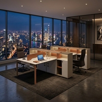 Poste de travail de bureau fonctionnel avec armoire de rangement, écran de confidentialité, panneau E1, finition résistante à l'usure, bureau pour personnel