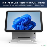 Computadora Todo en Uno POS con Pantalla Táctil Capacitiva de 15.6 Pulgadas, CPU Intel I5, Sistema Operativo Windows, Wi-Fi 6, Bluetooth 5.2, Soporte de Pared, MSR Opcional