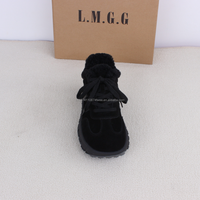 Sepatu Bot Koboi Anti-Selip Gaya UGGS Berkualitas Tinggi, Sepatu Bot Musim Dingin Setengah Tinggi, Bulu PU Wol, Sol Karet, Tahan Noda