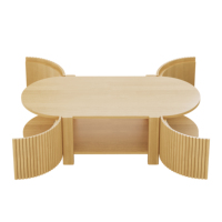 Ensemble de tables de salon 3 pièces avec 1 table basse et 2 tables d'appoint, bois massif en caoutchouc, porte à fermeture douce, naturel, 47 pouces