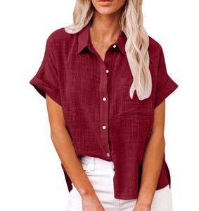 Maxfree Women'S Short Sleeve <b>Shirt</b> Top Summer Women Button Blouse Tops <b>Shirt</b> With Pocket Plus Size S-5XXL - Product Image 4