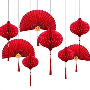 Decoración Colgante para Techo de Fiesta: Flores de Papel Semicirculares Multicolor, Bolas de Panal en Forma de Lágrima - Product Image 1