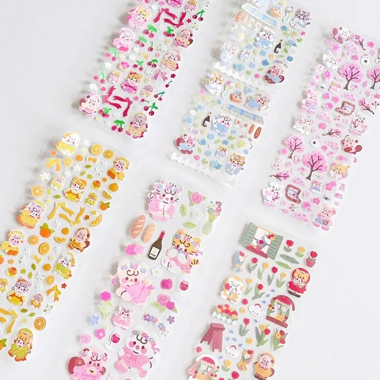 ไวนิลฟอยล์สีรุ้ง,แผ่นเลเซอร์โฮโลแกรม Glitter Bunny Toploader กรอบรูป Deco Kiss Cut Planner Sticker