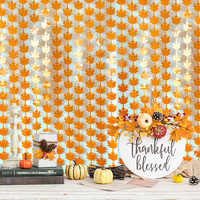Rideau en soie effet pluie motif feuille d'érable 1x2m en PET pour décoration d'automne, Thanksgiving, porte, fenêtre et toile de fond de fête - Vente en gros