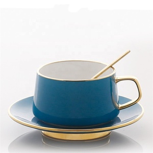 Nuovo stampo occidentale fancy nero tazza di <span class=keywords><strong>caffè</strong></span> e piattino con maniglia per il latte - Product Image 4