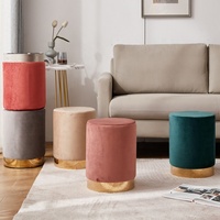 Pouf rond fonctionnel en velours vert, gain de place, avec rangement, banc ottoman, tabouret