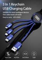 Cable de Carga LED 3 en 1 con Llavero, Regalo Premium en Oferta |   Gadget Promocional con Logotipo Luminoso |   Cargador Portátil Universal