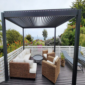 Pergola en aluminium thermolaqué imperméable facile à assembler avec toit à lames orientables pour balcon et <span class=keywords><strong>terrasse</strong></span> - Product Image 1