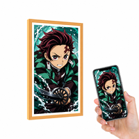 HAOCROWN Bingkai Seni Digital Kayu 32 Inci Custom Cloud CMS Layar LCD untuk Iklan Dinding, Cocok untuk Galeri, Hotel, Toko Ritel