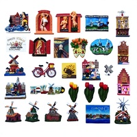 Souvenir Turistici con Monumenti Iconici Geografici Paesi Bassi Magneti per Frigorifero in Resina Sintetica 3D