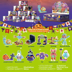 PANDAS 12 1 DIY Halloween Building Block Set Spectre Monster Evil Witch Robot Modelo Juguete Construcción educativa Regalo para niños - Product Image 5