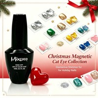 Série de gels pour ongles Mixcoco Christmas Cat Eye 15ml, gel magnétique UV LED à retirer par trempage pour manucure de Noël