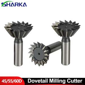 Fresa de cola de milano de 10/12/16/20/18/30/35/50/60 mm, 45/55/60 grados, HSS, para máquina CNC, router, cortador de metal - Product Image 1