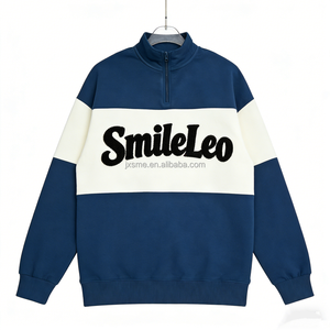 OEM Custom 100% Cotton Color Block Pullover <strong>Jumper</strong> 1/4 <strong>Quarter</strong> Half <strong>Zip</strong> Sweatshirt for Men - Product Image 3