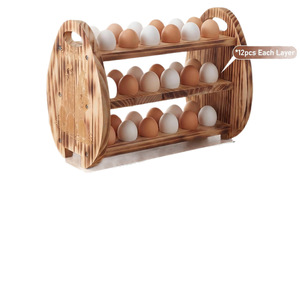 Estante de Almacenamiento de Huevos de Madera de Tres Niveles, Color Marrón Claro, Apilable, para la Cocina, para Preservar la Frescura de los Huevos - Product Image 2