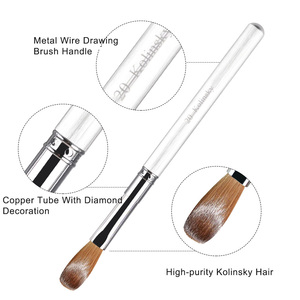 Silver Metal Handle Kolinsky Acrylic <b>Nail</b> Brush Pure Sable Hair Crystal Gel <b>Extension</b> Painting Brush - Product Image 2