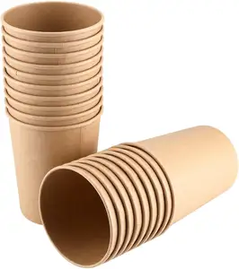 Nhiều kích thước tùy chỉnh in logo kraft giấy súp Cup cho bán buôn mì cửa hàng có nắp đậy có thể tái chế
