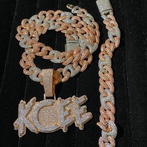 뜨거운 판매 925 스털링 실버 쿠바 링크 체인 목걸이 투톤 아이스 8mm-15mm 패스 다이아몬드 테스터 VVS 모이사나이트 힙합 - Product Image 3