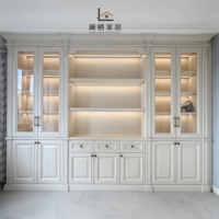 Meuble bibliothèque rétro de style campagnard américain avec moulures décoratives et base fermée – Meuble chinois abordable